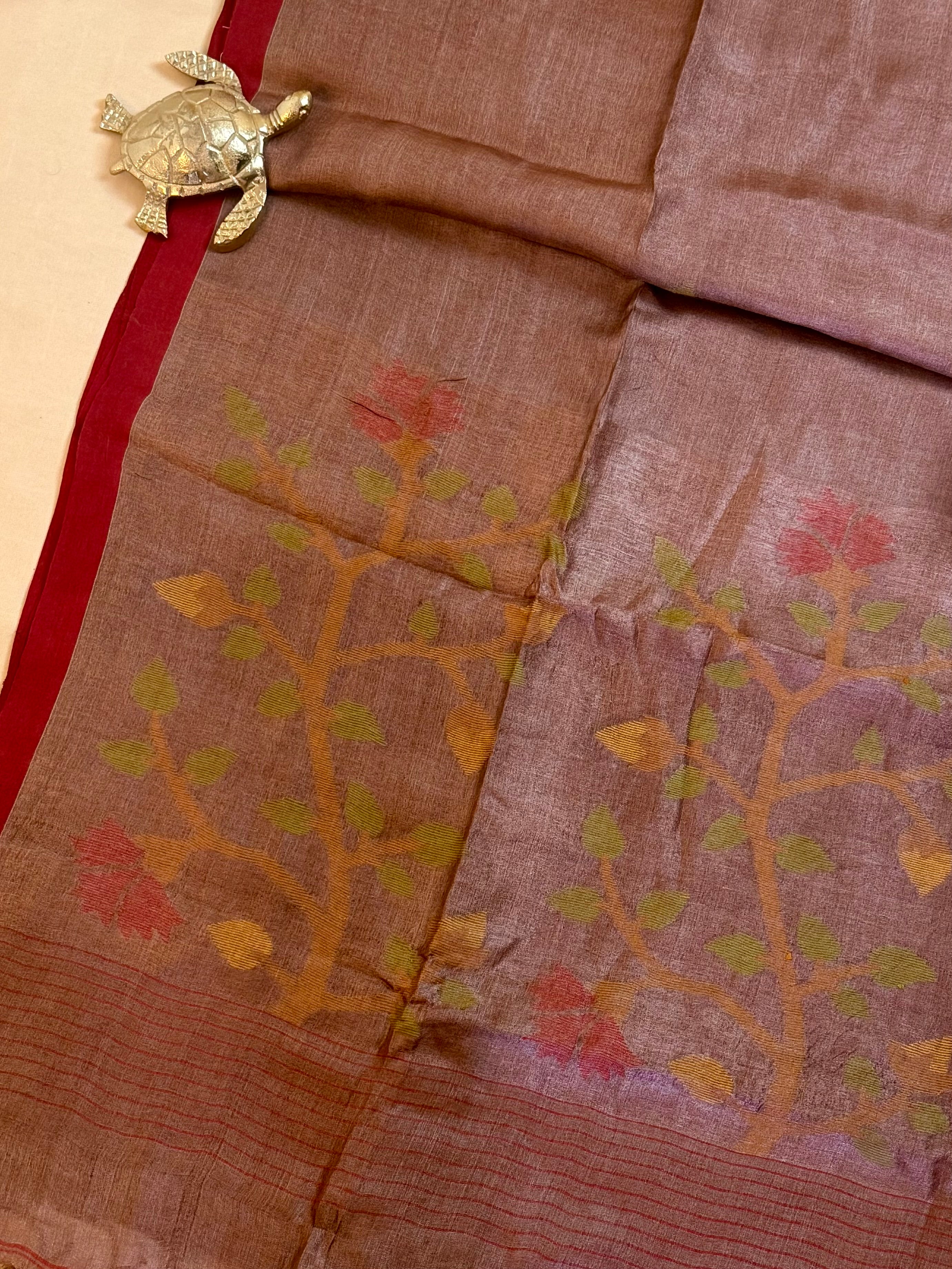 Silk Mark Certified Handloom Tussar Silk Saree with Needle Jamdani