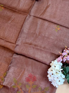 Silk Mark Certified Handloom Tussar Silk Saree with Needle Jamdani