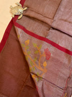 Silk Mark Certified Handloom Tussar Silk Saree with Needle Jamdani