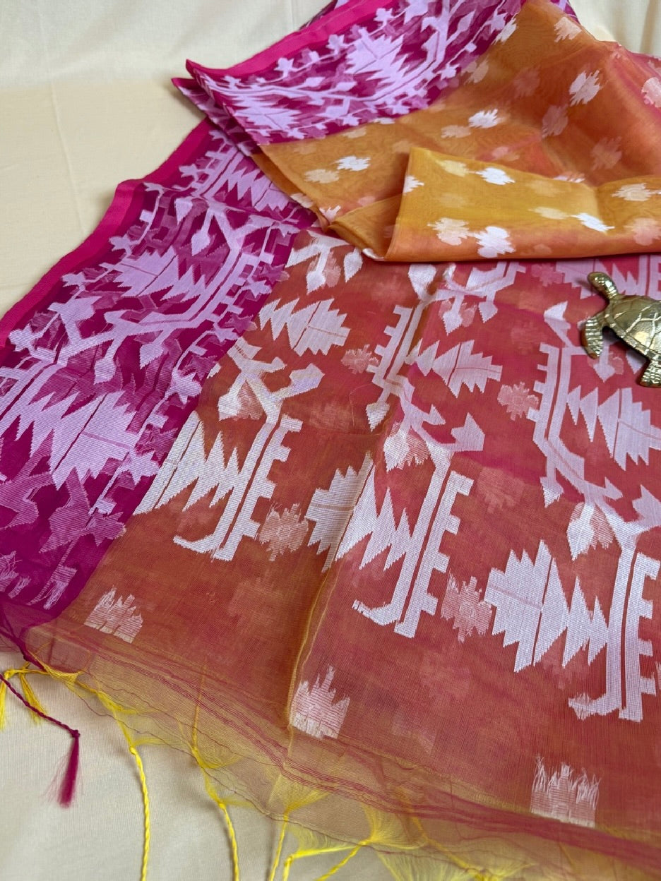 Dual-Tone Blended Muslin Saree