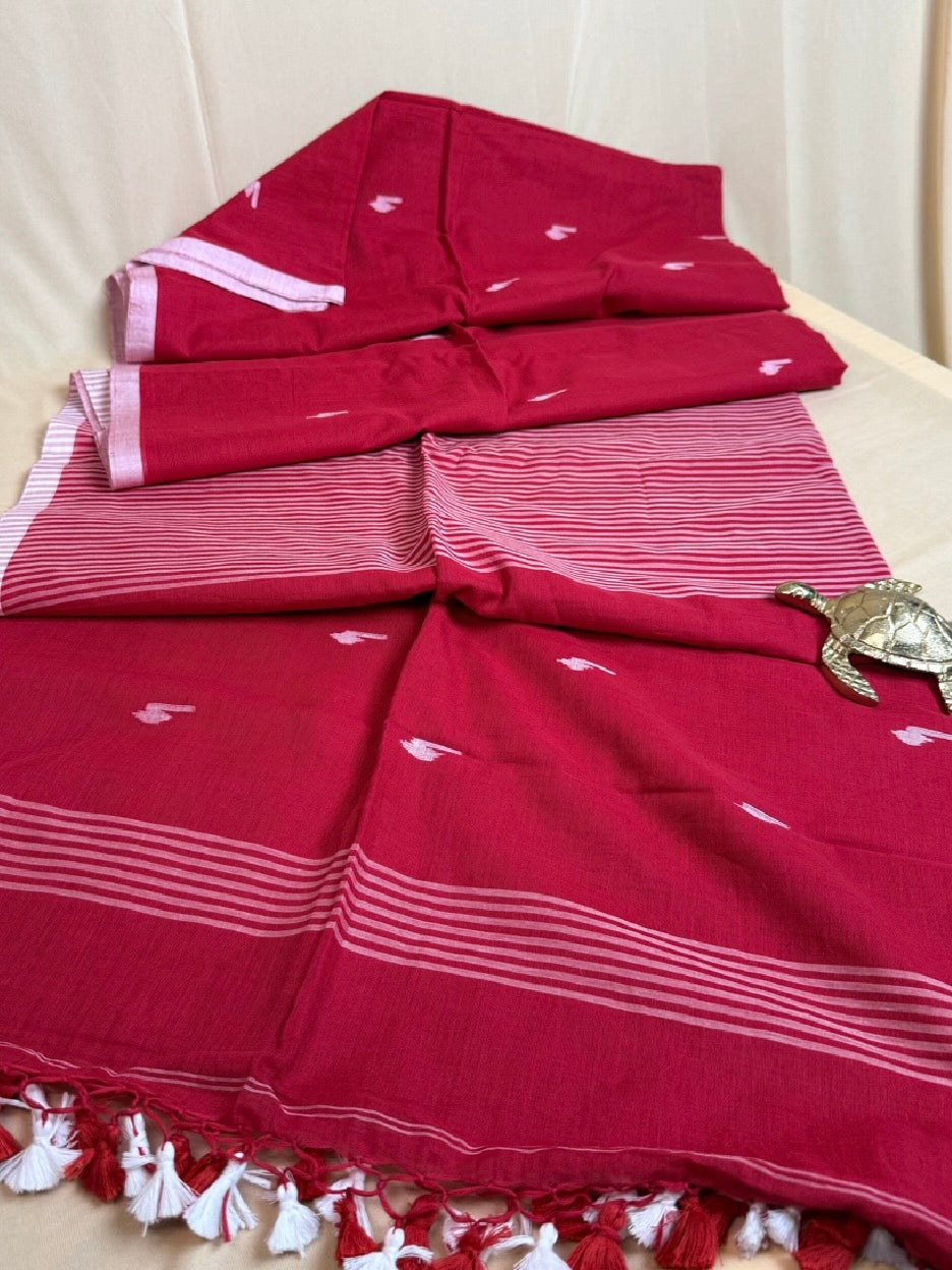 Pure Mul Cotton Saree with Needle Jamdani Artistry
