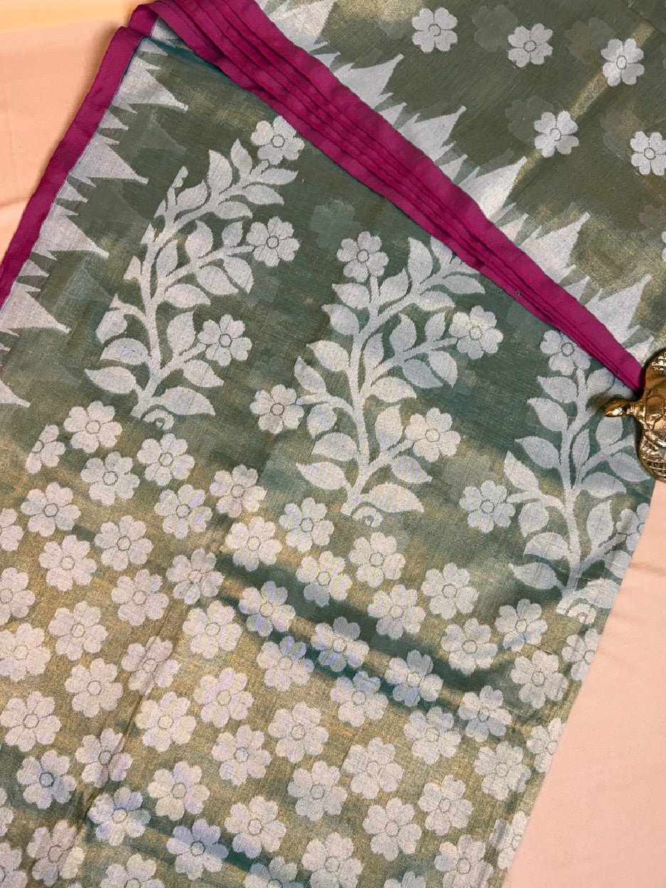 Soft Tissue Cotton Saree with Jamdani-Inspired Weave
