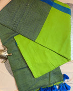Handloom Mul Cotton Saree with Contrast Zari Pallu