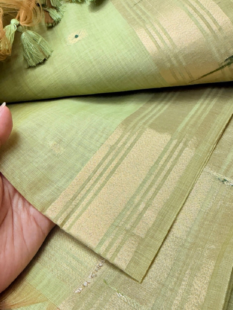 Soft Cotton Jamdani-Paithani with Muniya Border