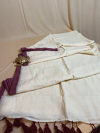 Pure Mul Plain Cotton Saree with Contrast Pallu