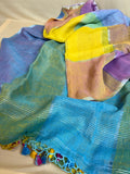 Multicolour Jayashree Linen Saree with Subtle Zari Glow