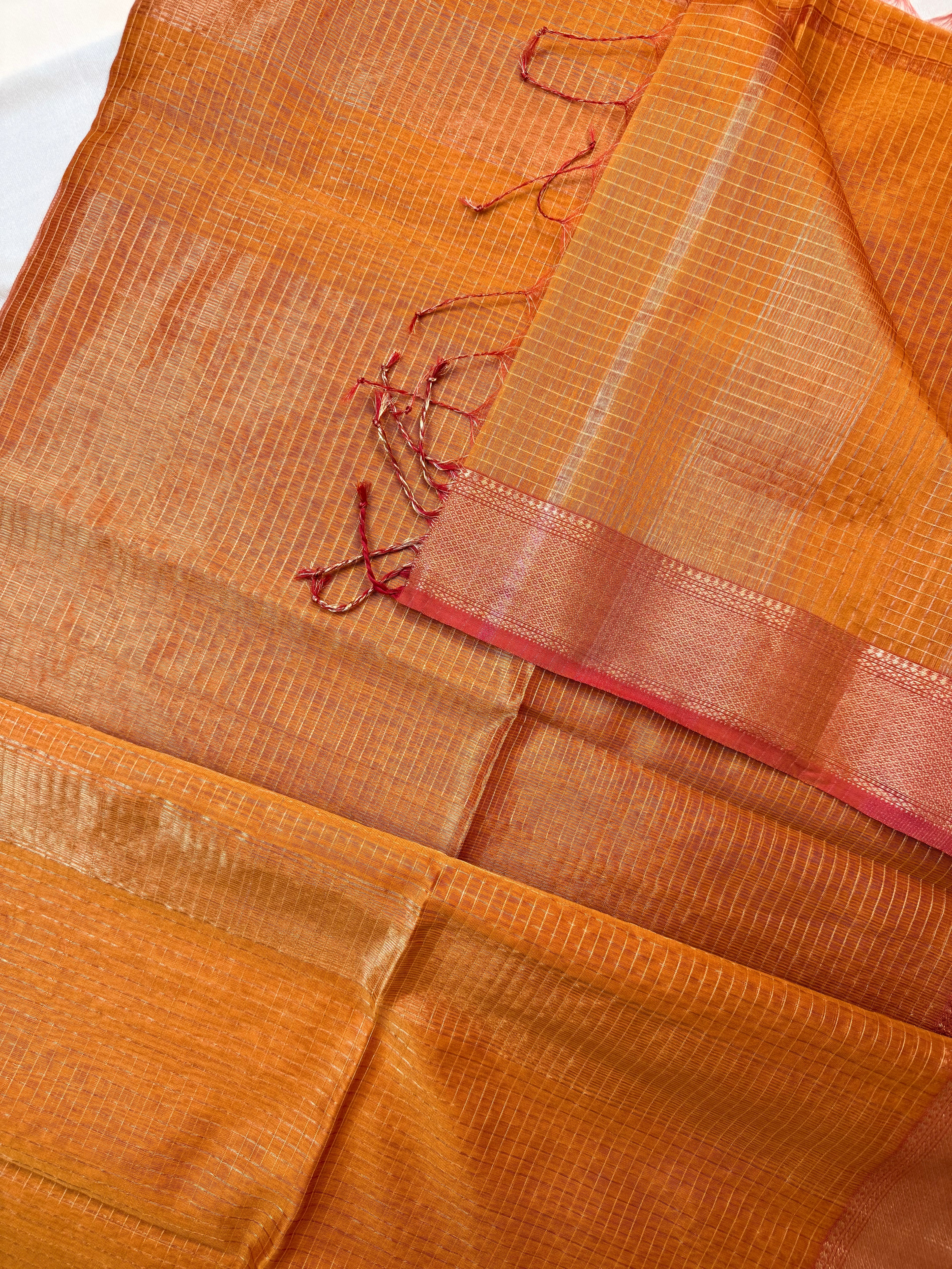 Handloom Maheshwari All-Over Zari Checks Saree
