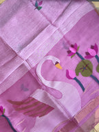 Handloom Silk Linen Saree with Ethereal Silk Muslin Pallu