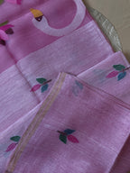 Handloom Silk Linen Saree with Ethereal Silk Muslin Pallu