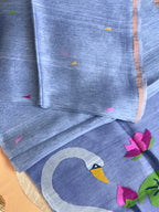 Handloom Silk Linen Saree with Ethereal Silk Muslin Pallu