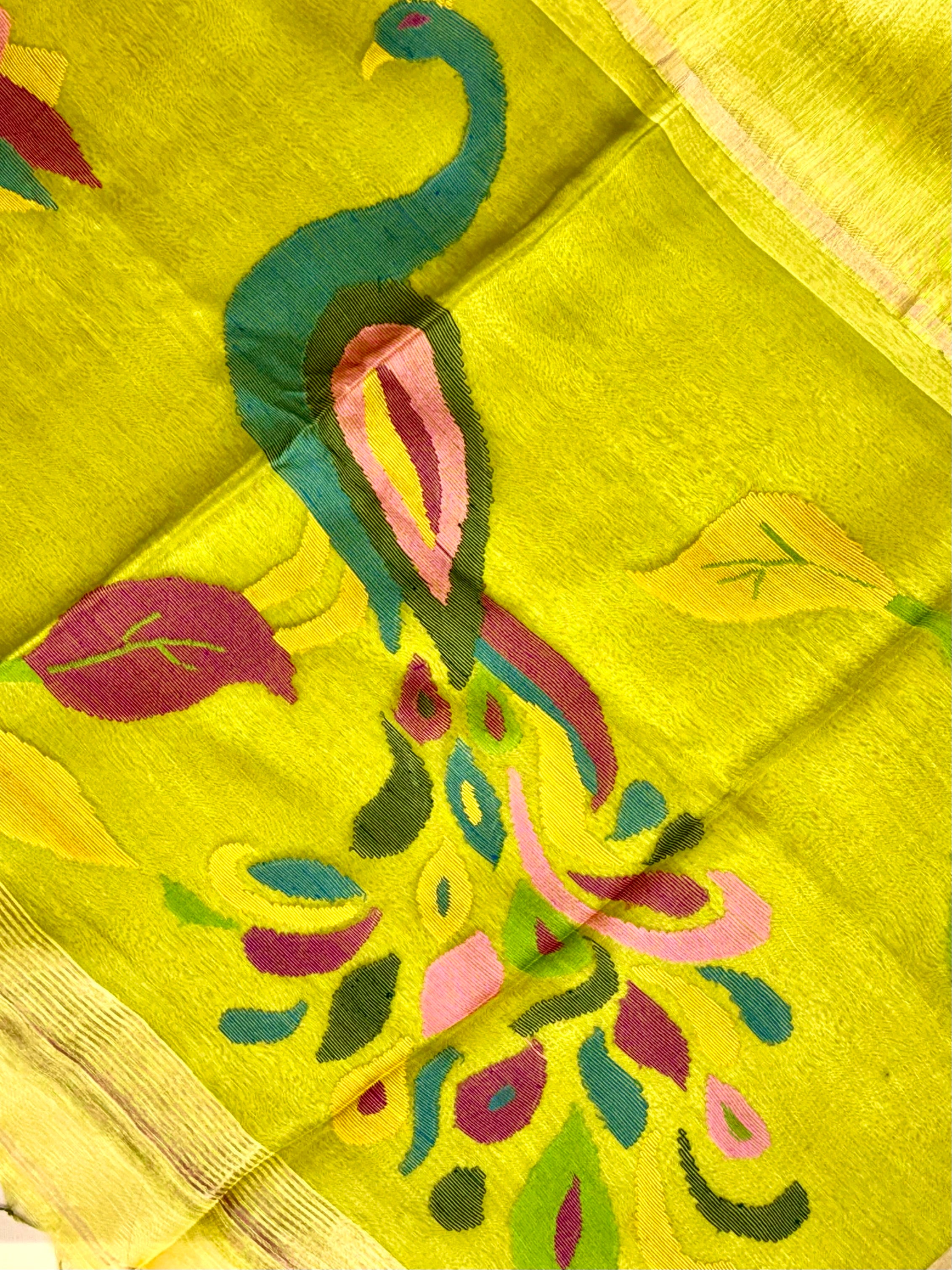 Handloom Silk Linen Saree with Ethereal Silk Muslin Pallu