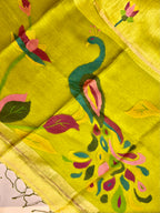 Handloom Silk Linen Saree with Ethereal Silk Muslin Pallu