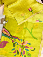 Handloom Silk Linen Saree with Ethereal Silk Muslin Pallu