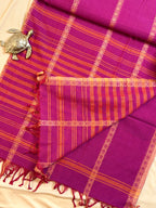 Handloom Dhaniakhali All-Over Intricate Line Butti Saree