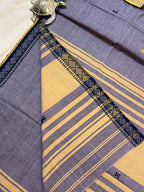 Handloom Dhaniakhali Intricate Dual Color Contrast Border Saree