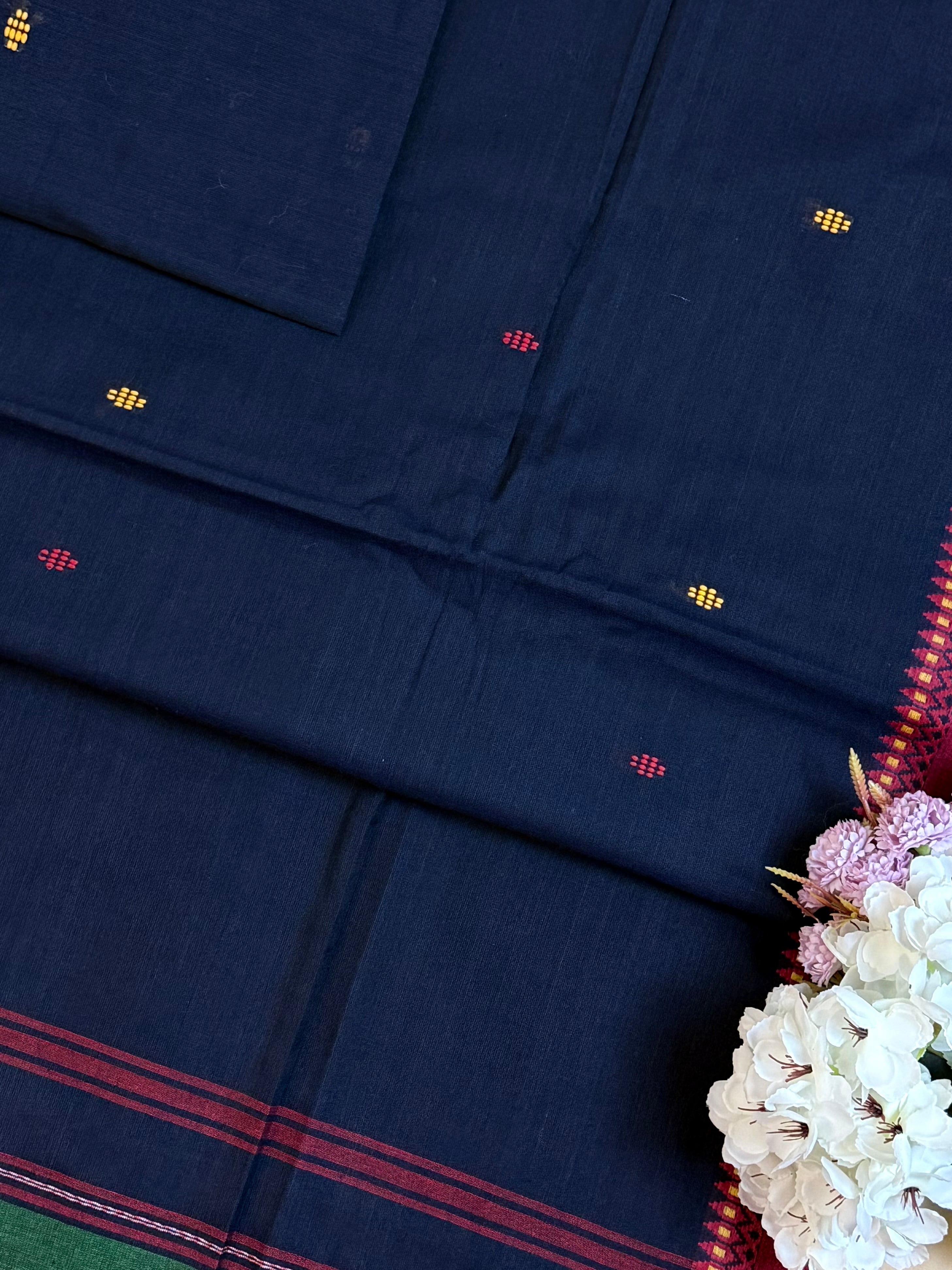 Handloom Dhaniakhali Intricate Contrast Border Saree