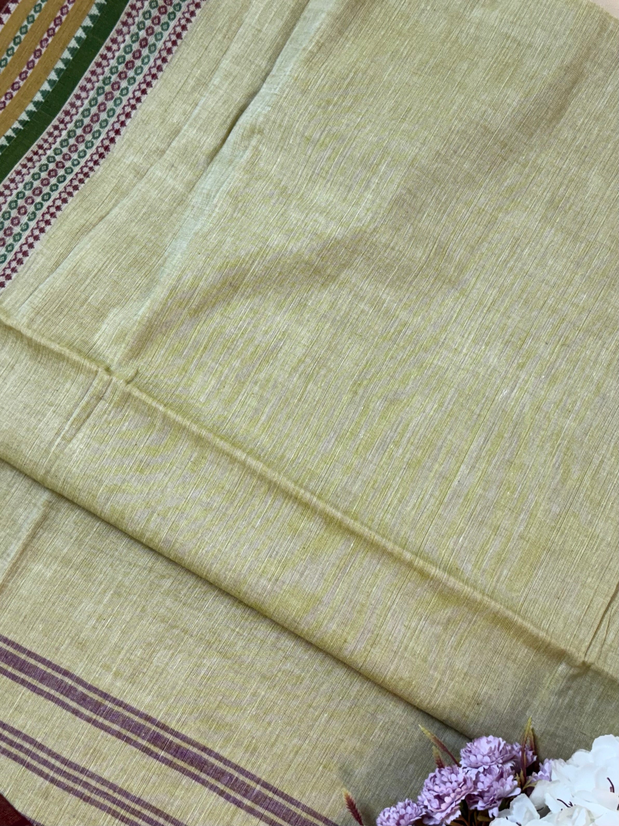 Handloom Dhaniakhali Intricate Multicolor Border Saree