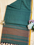 Handloom Dhaniakhali Cotton Saree with Contrast Border