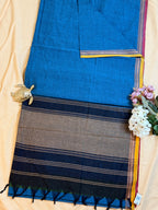 Handloom Dhaniakhali Cotton Saree with Contrast Border
