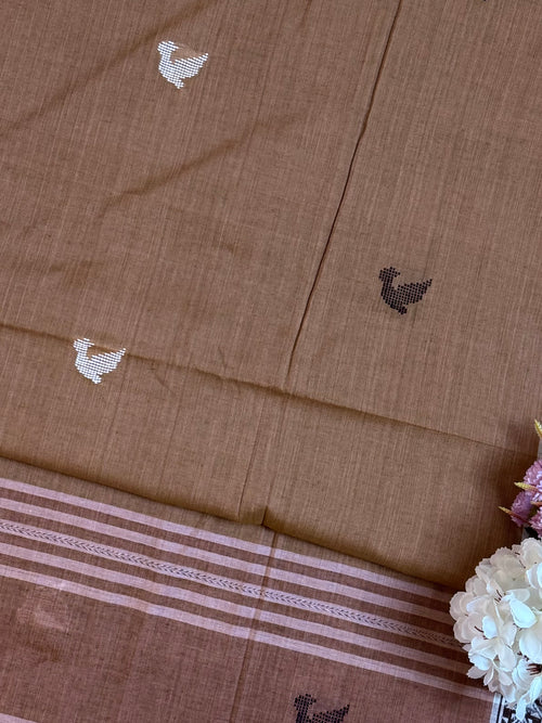Handloom Dhaniakhali Intricate Bird Butti Saree&nbsp;