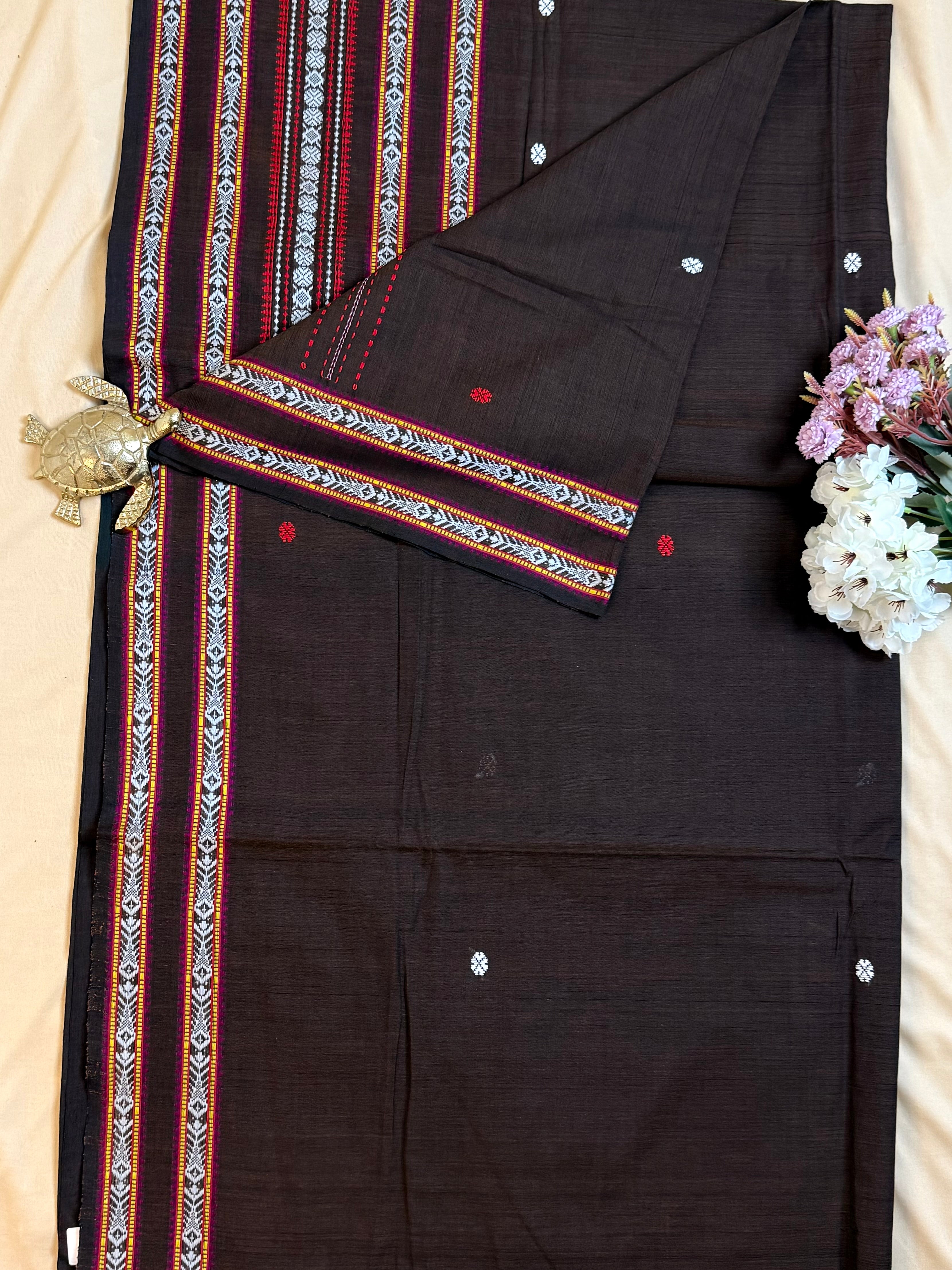 Handloom Dhaniakhali Skirt Border Saree