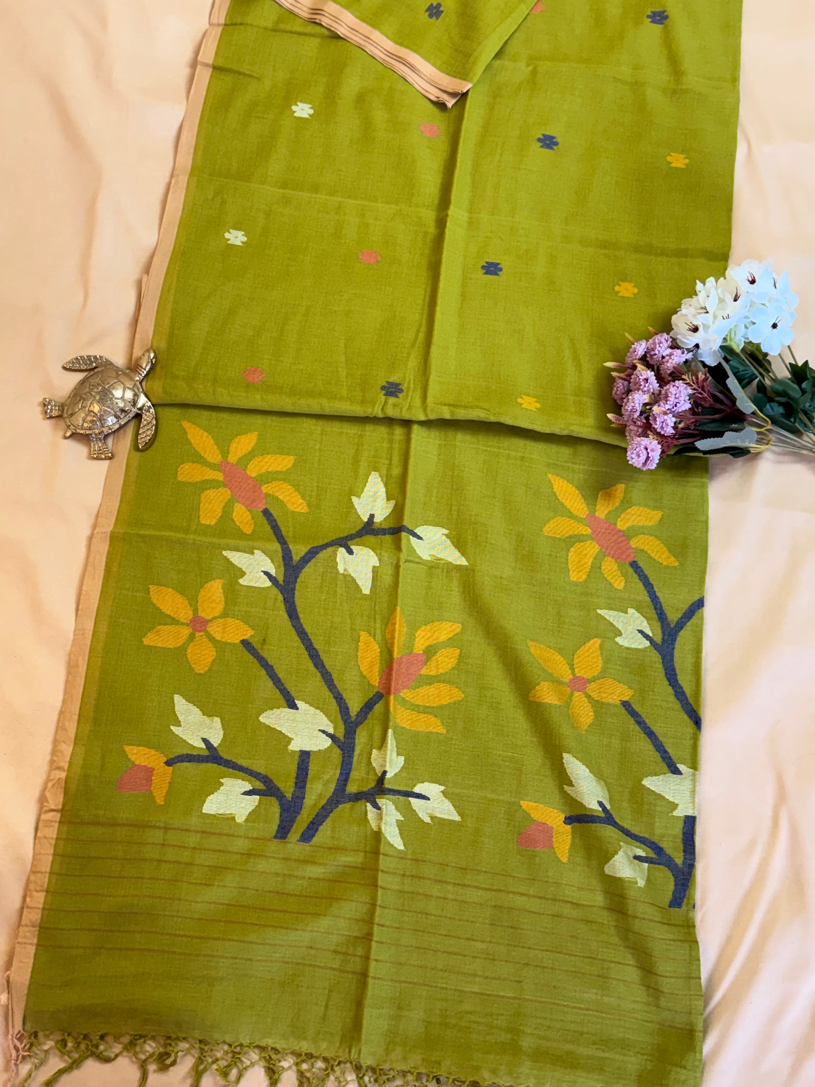 Handloom Mul cotton needle Jamdani Saree