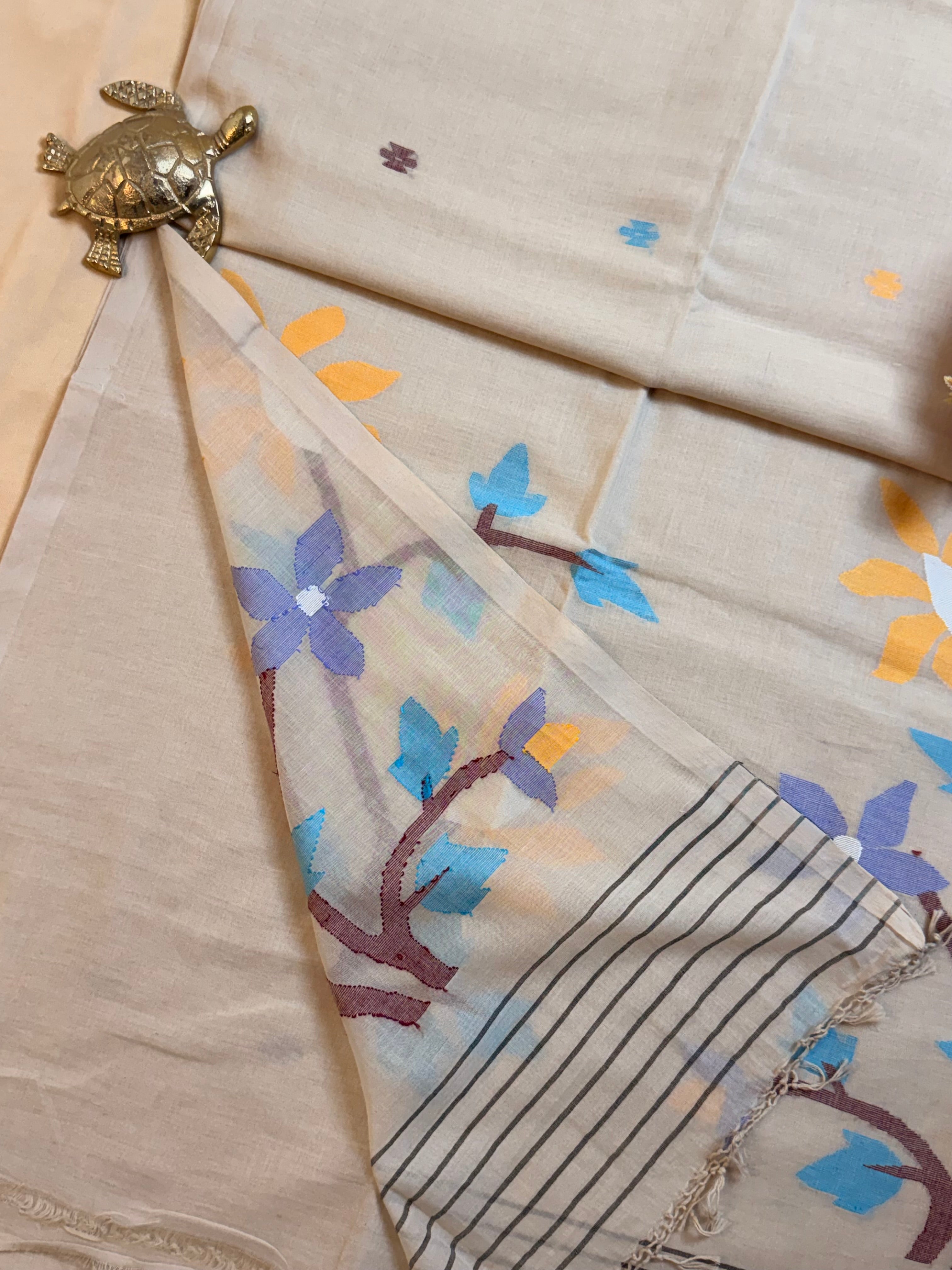 Handloom Mul cotton needle Jamdani Saree