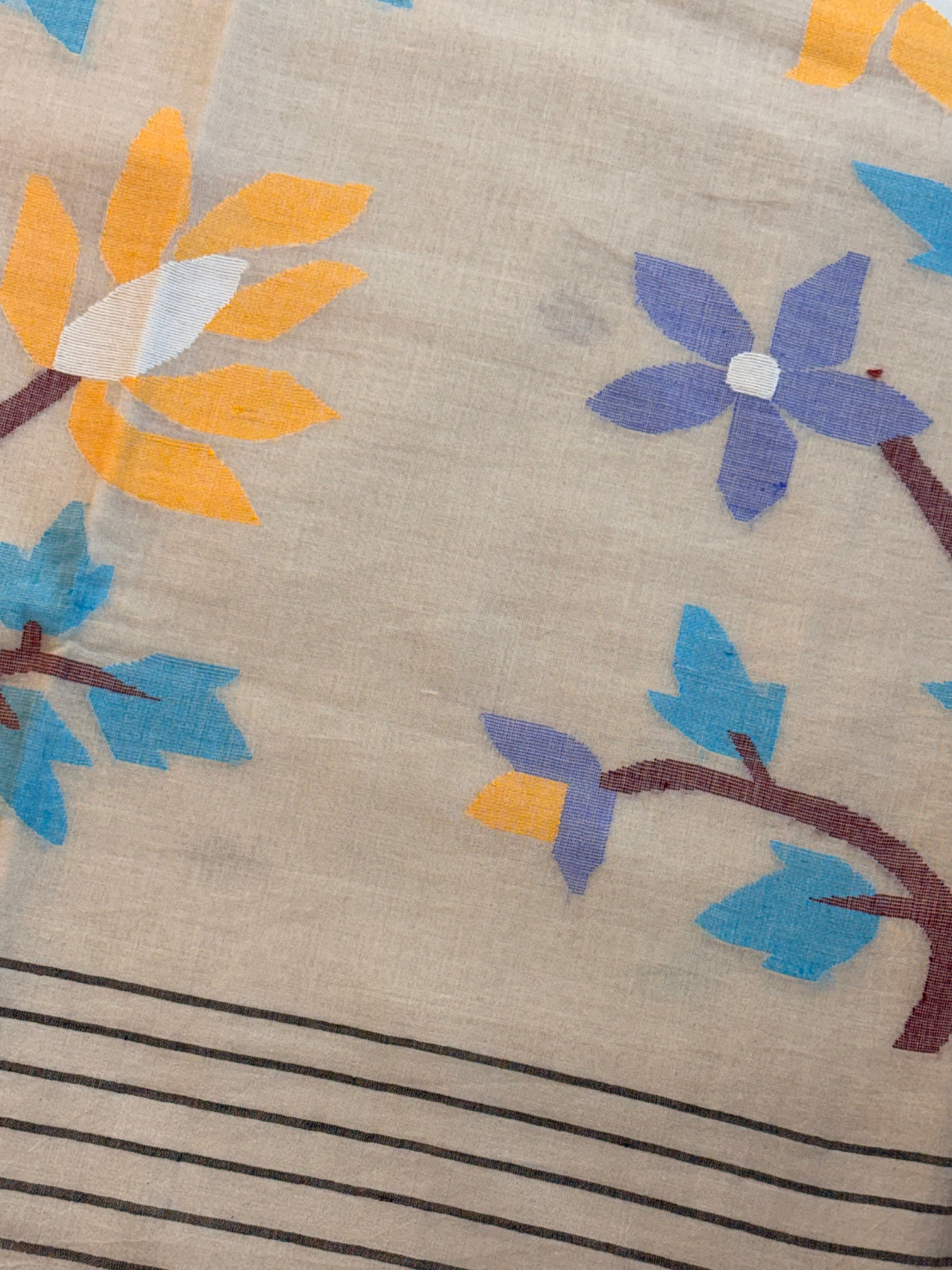 Handloom Mul cotton needle Jamdani Saree