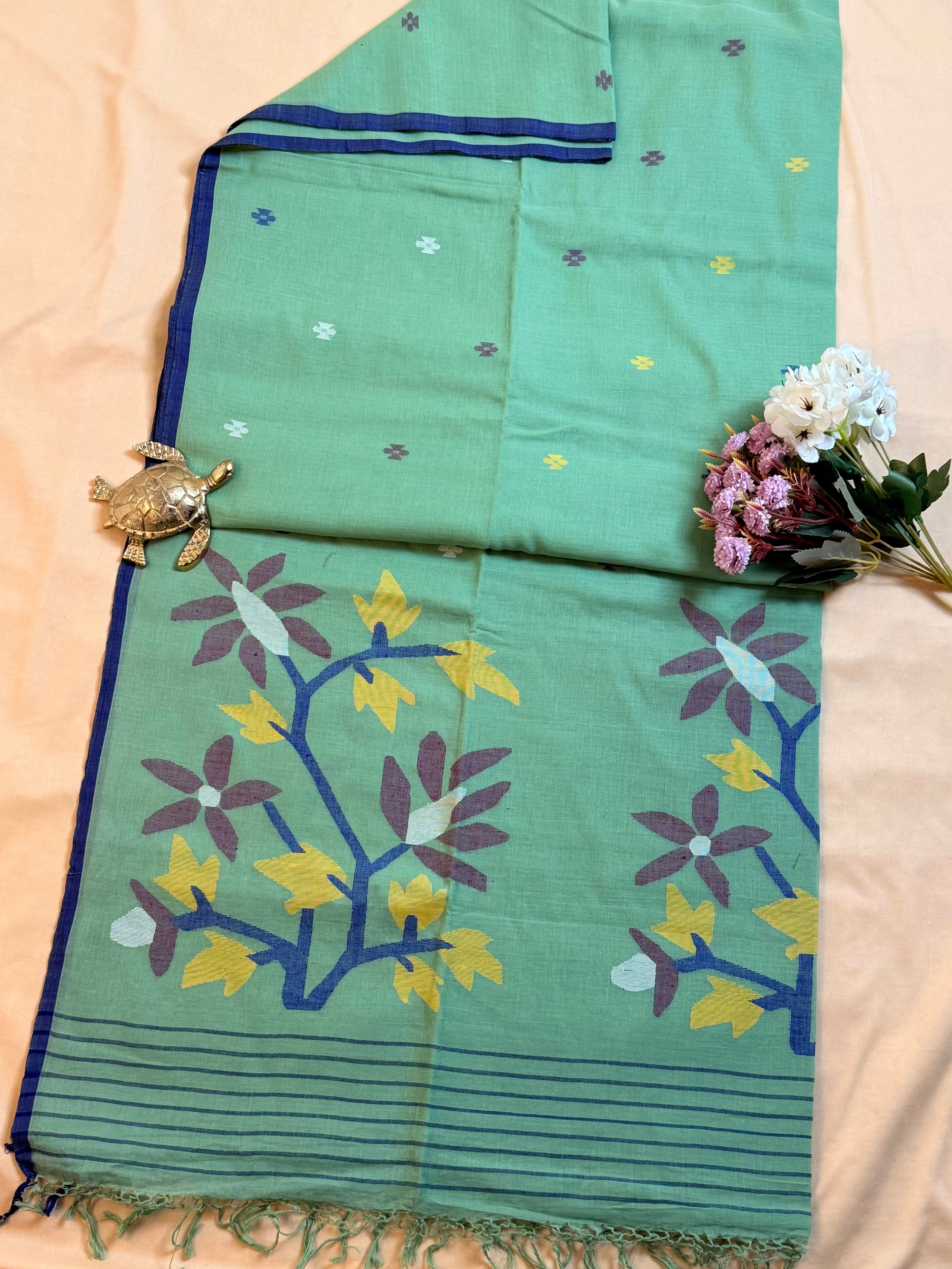 Handloom Mul cotton needle Jamdani Saree