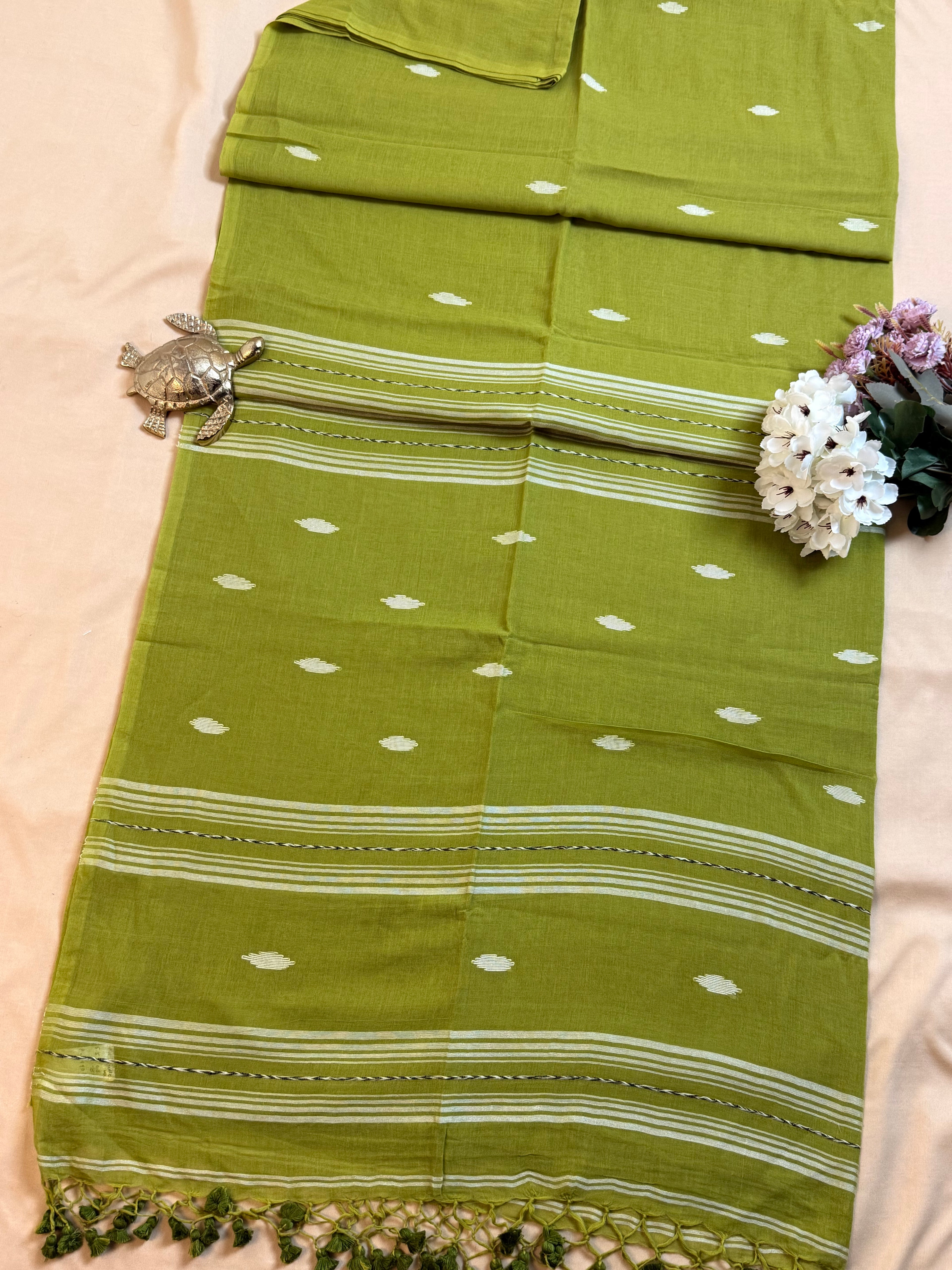 Pure Mul Cotton Saree with Needle Jamdani Artistry