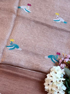 Handloom Silk Tissue Linen Saree with Silk Muslin Pallu
