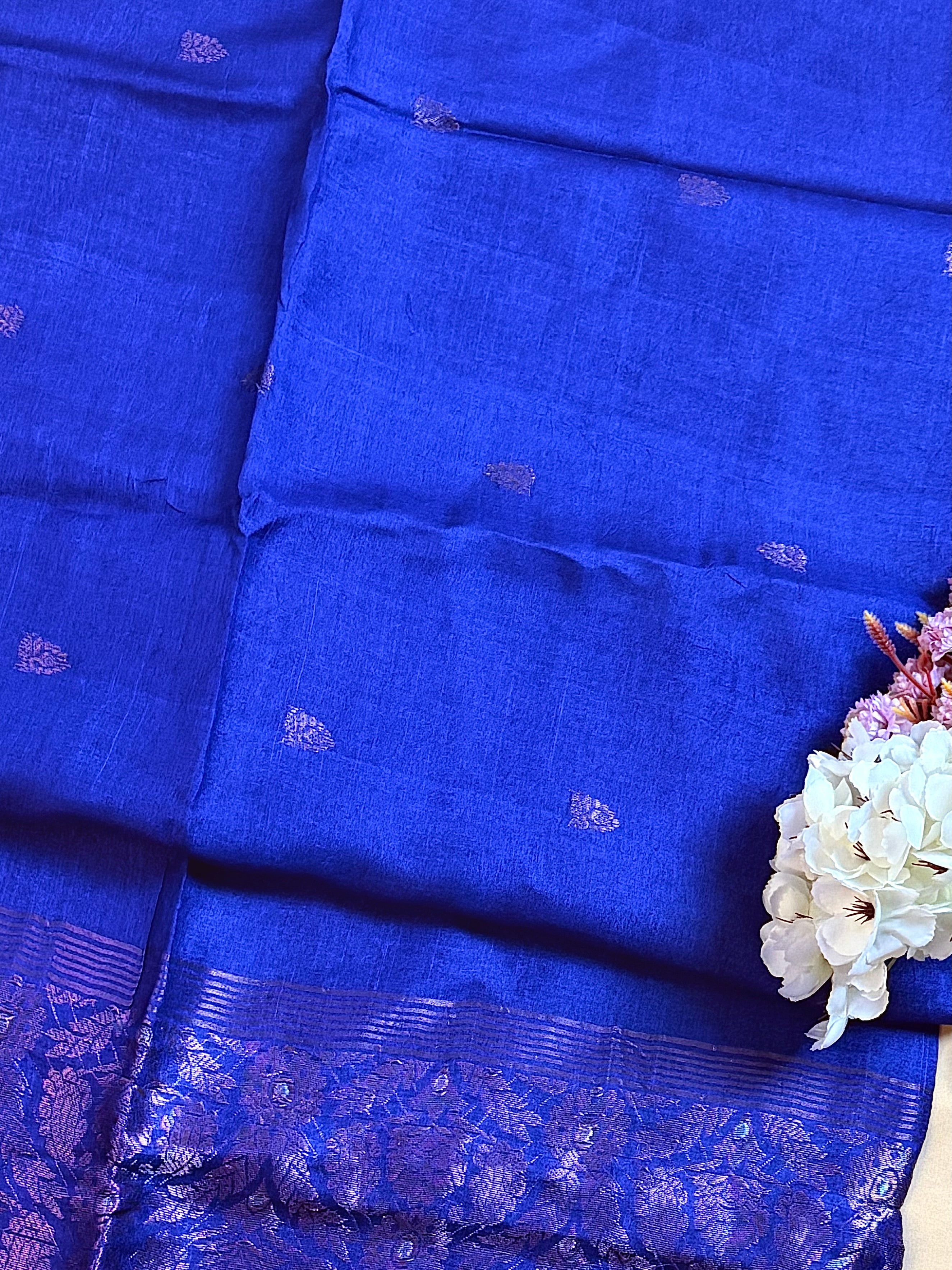 Silk Mark Certified Handloom Tussar Silk Saree with Zari Anchal