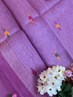 Handloom Silk Tissue Linen Saree with Silk Muslin Pallu