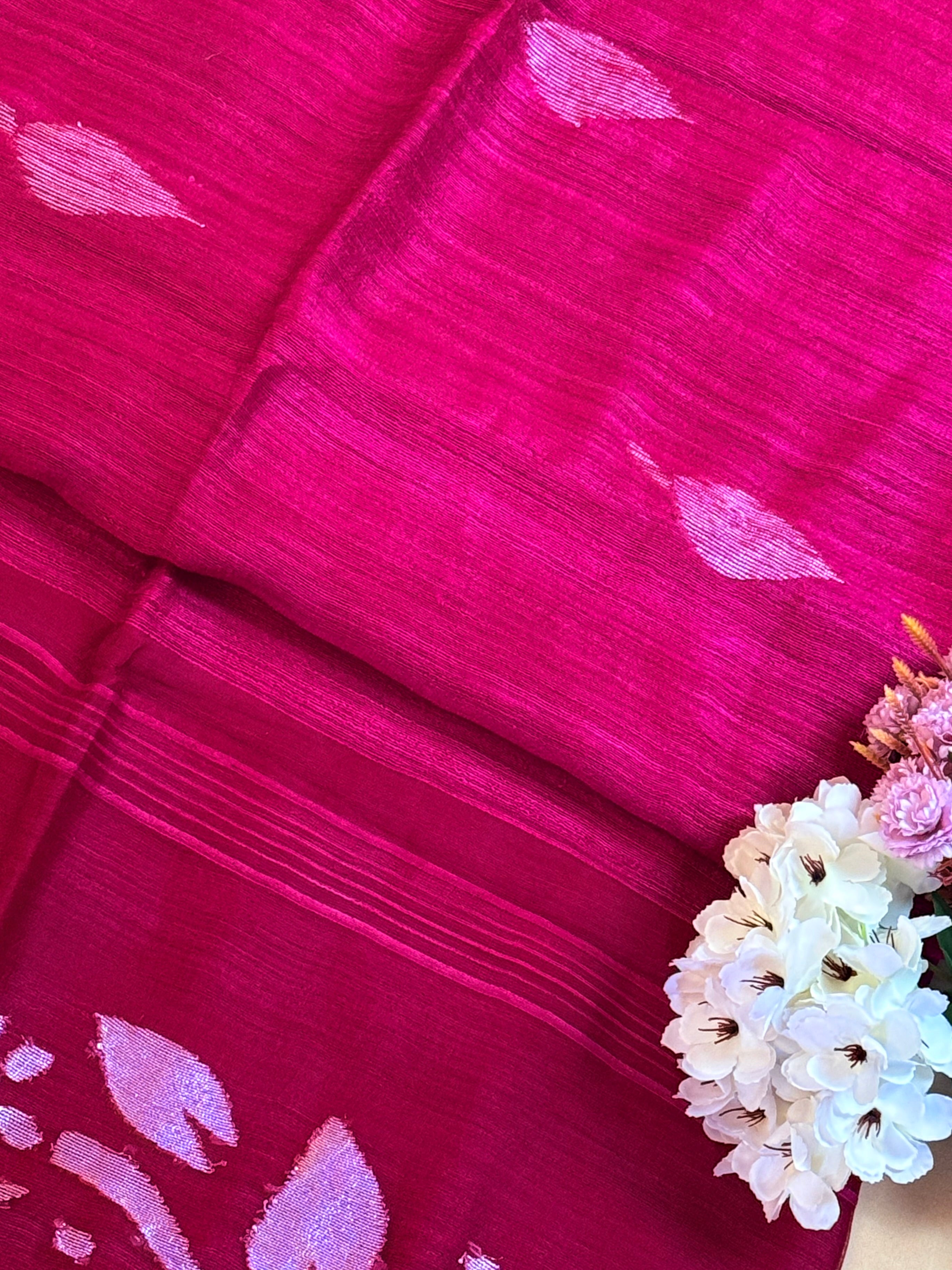 Silk Mark Certified Handloom Matka Silk Saree with Needle Jamdani