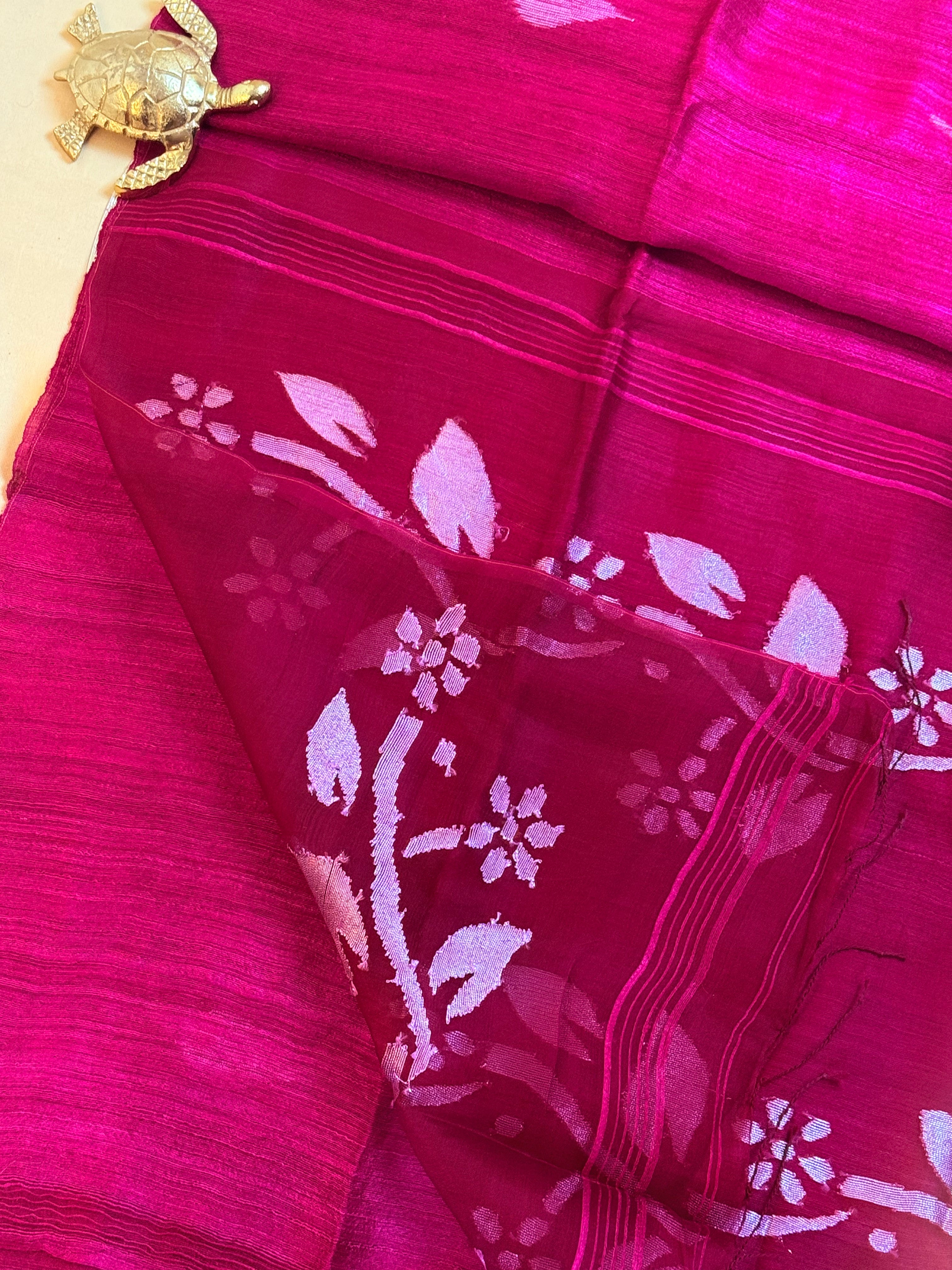 Silk Mark Certified Handloom Matka Silk Saree with Needle Jamdani