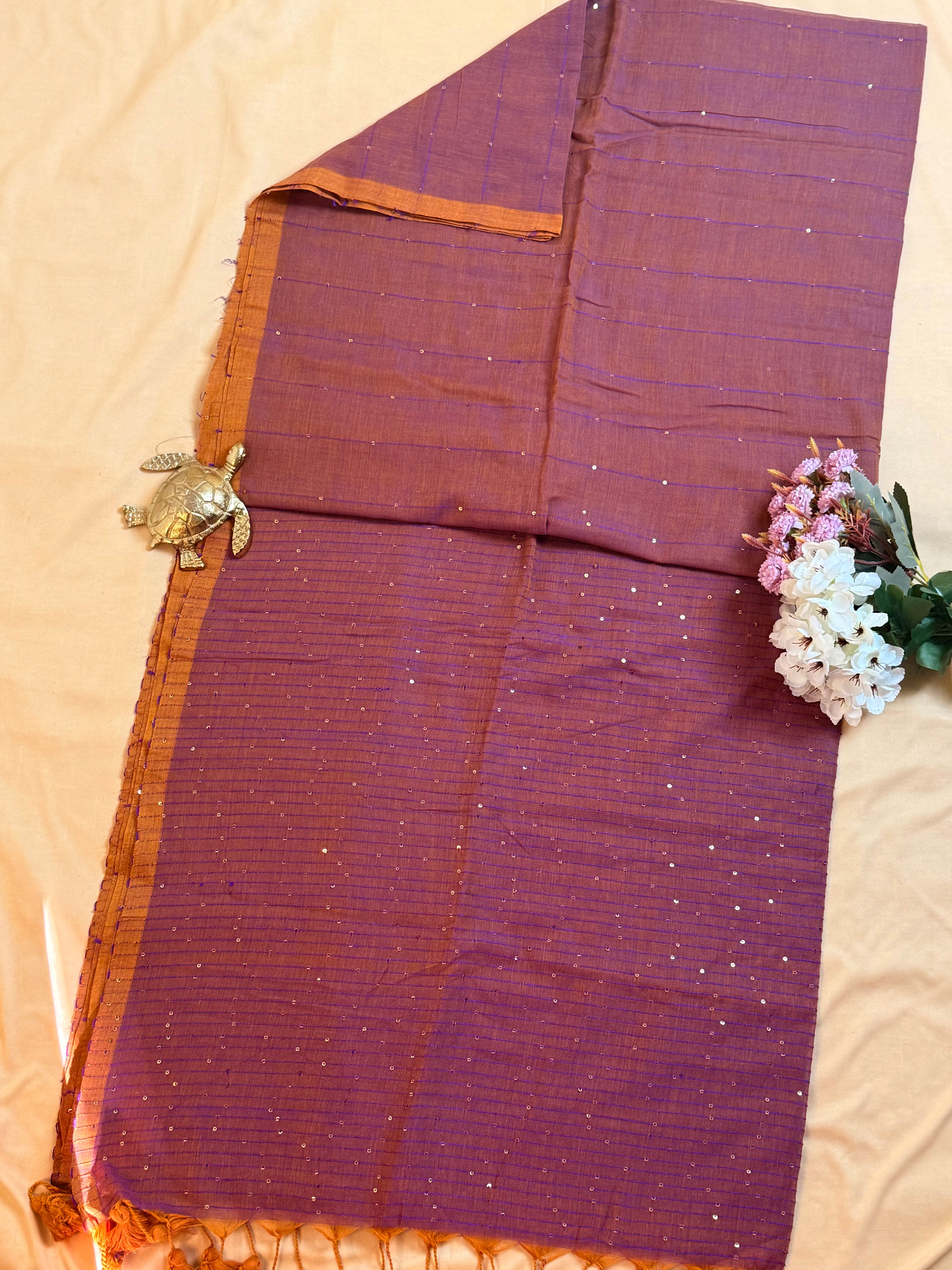 Handwoven Mul Cotton Saree with Sparkling Sequin