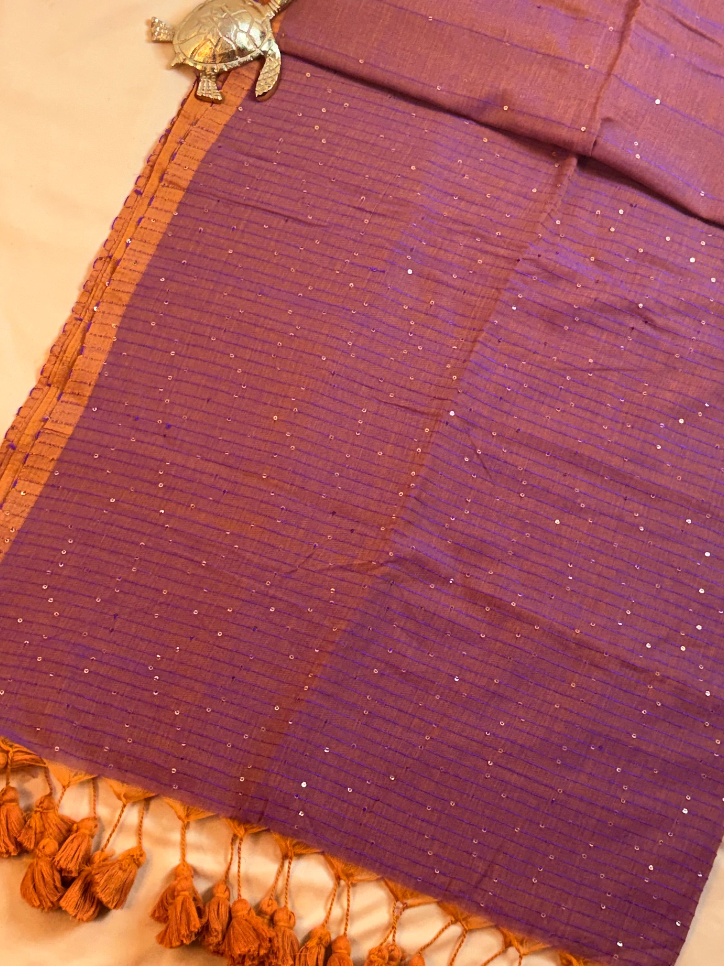 Handwoven Mul Cotton Saree with Sparkling Sequin