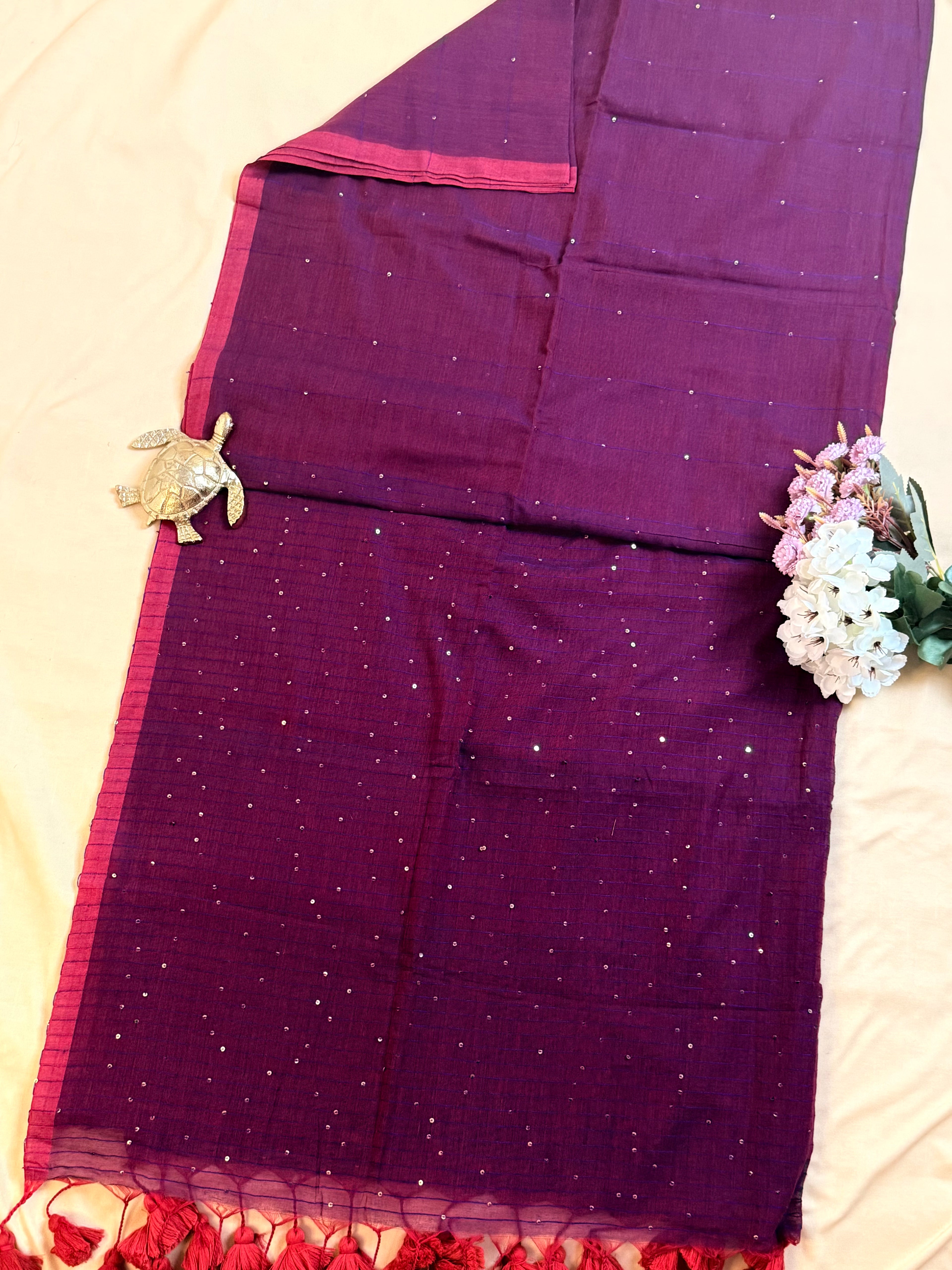 Handwoven Mul Cotton Saree with Sparkling Sequin