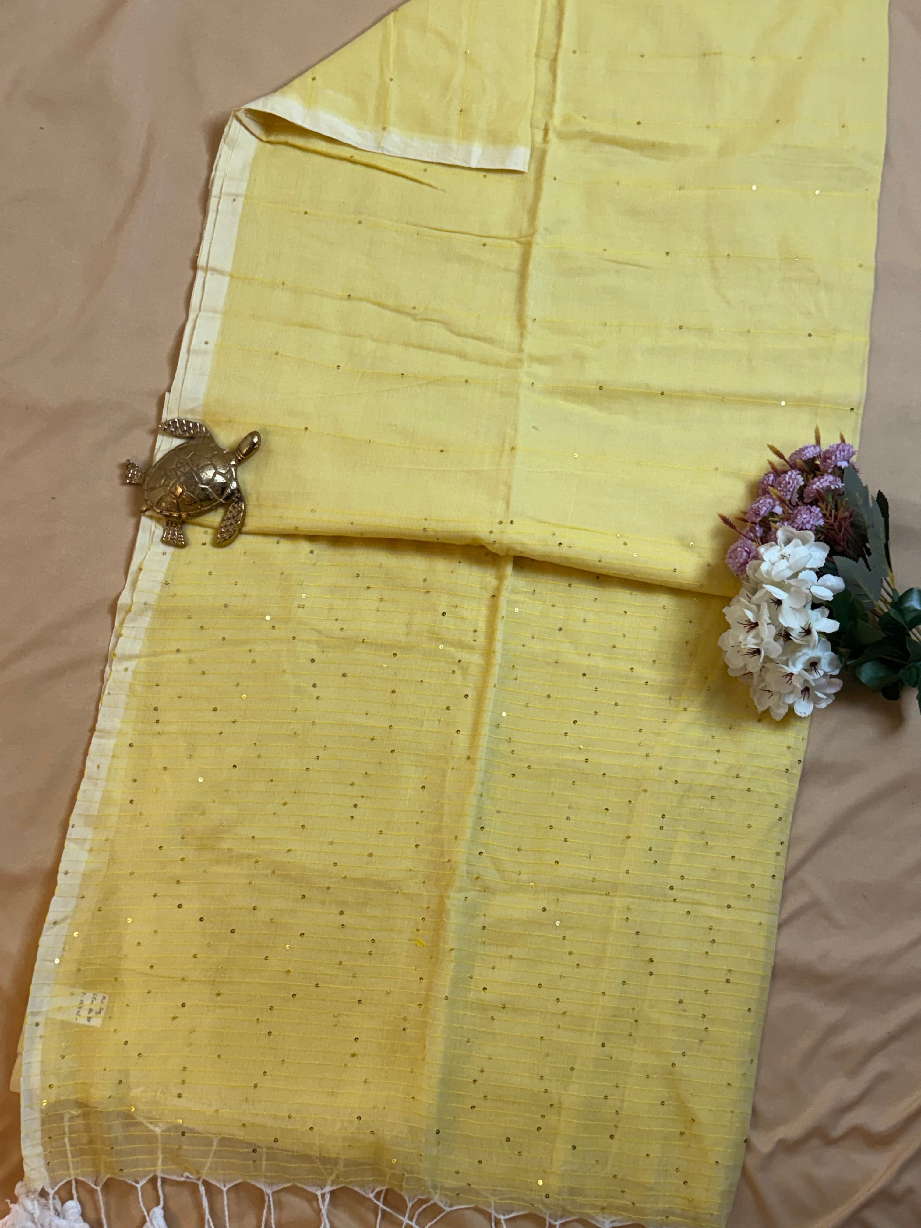 Handwoven Mul Cotton Saree with Sparkling Sequin