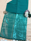 Mul Cotton Saree with All-Over Zari Lines & Elegant Zari Pallu
