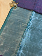 Mul Cotton Saree with All-Over Zari Lines & Elegant Zari Pallu