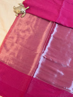 Mul Cotton Saree with All-Over Zari Lines & Elegant Zari Pallu