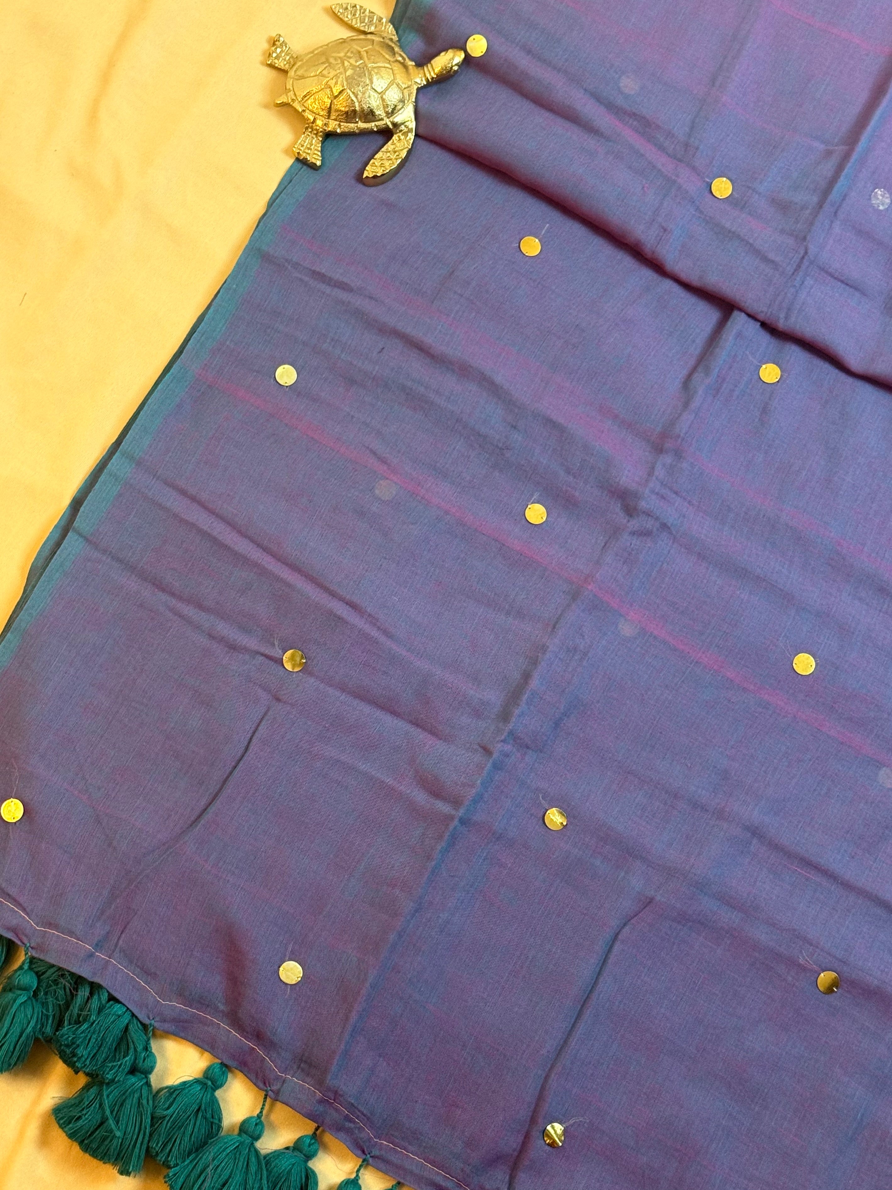 Mul Cotton Saree with Handwoven Gini Sequins