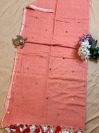 Mul Cotton Saree with Handwoven Gini Sequins