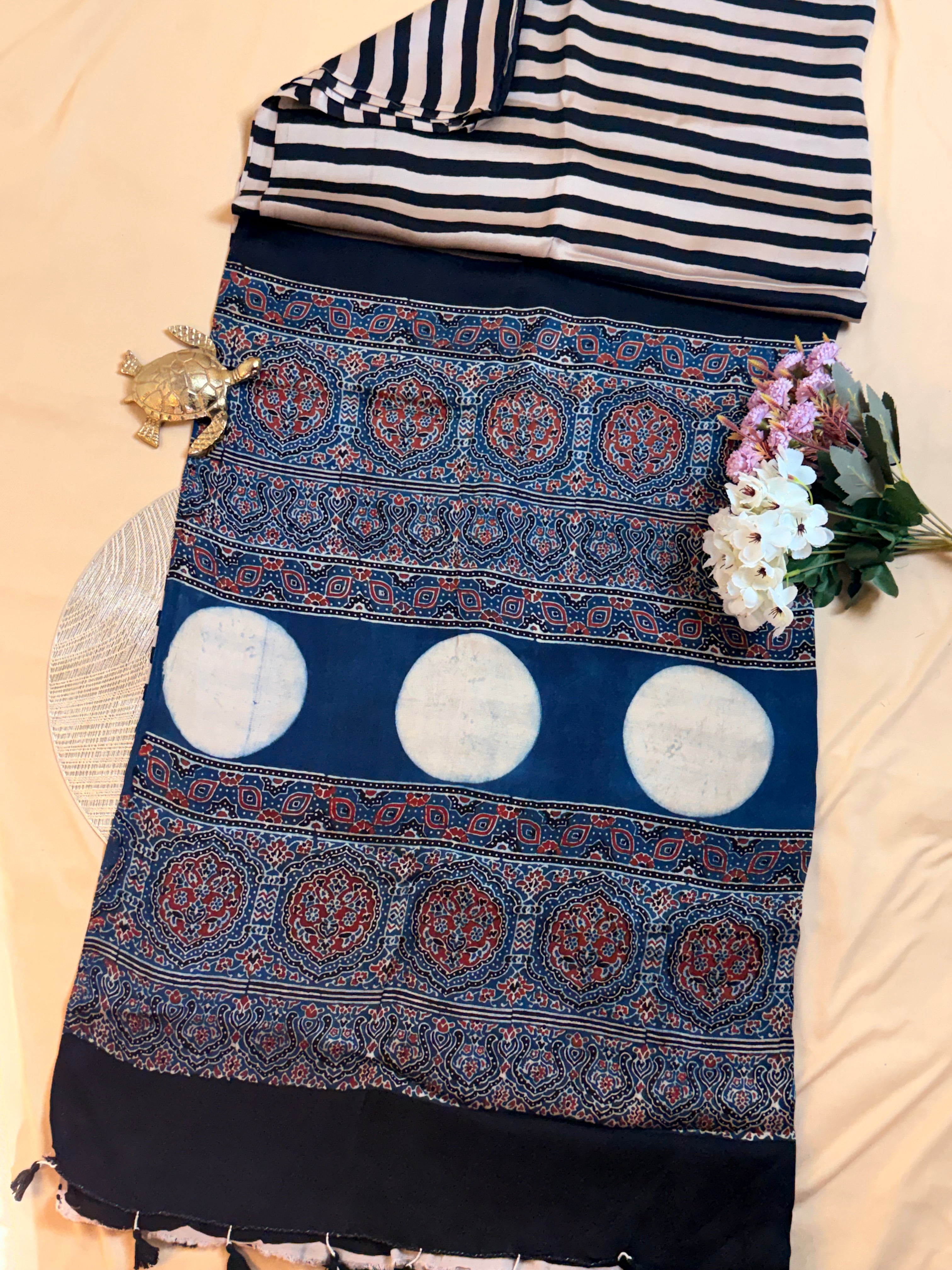 Pure Modal Saree with Hand-Block Ajrakh Artistry
