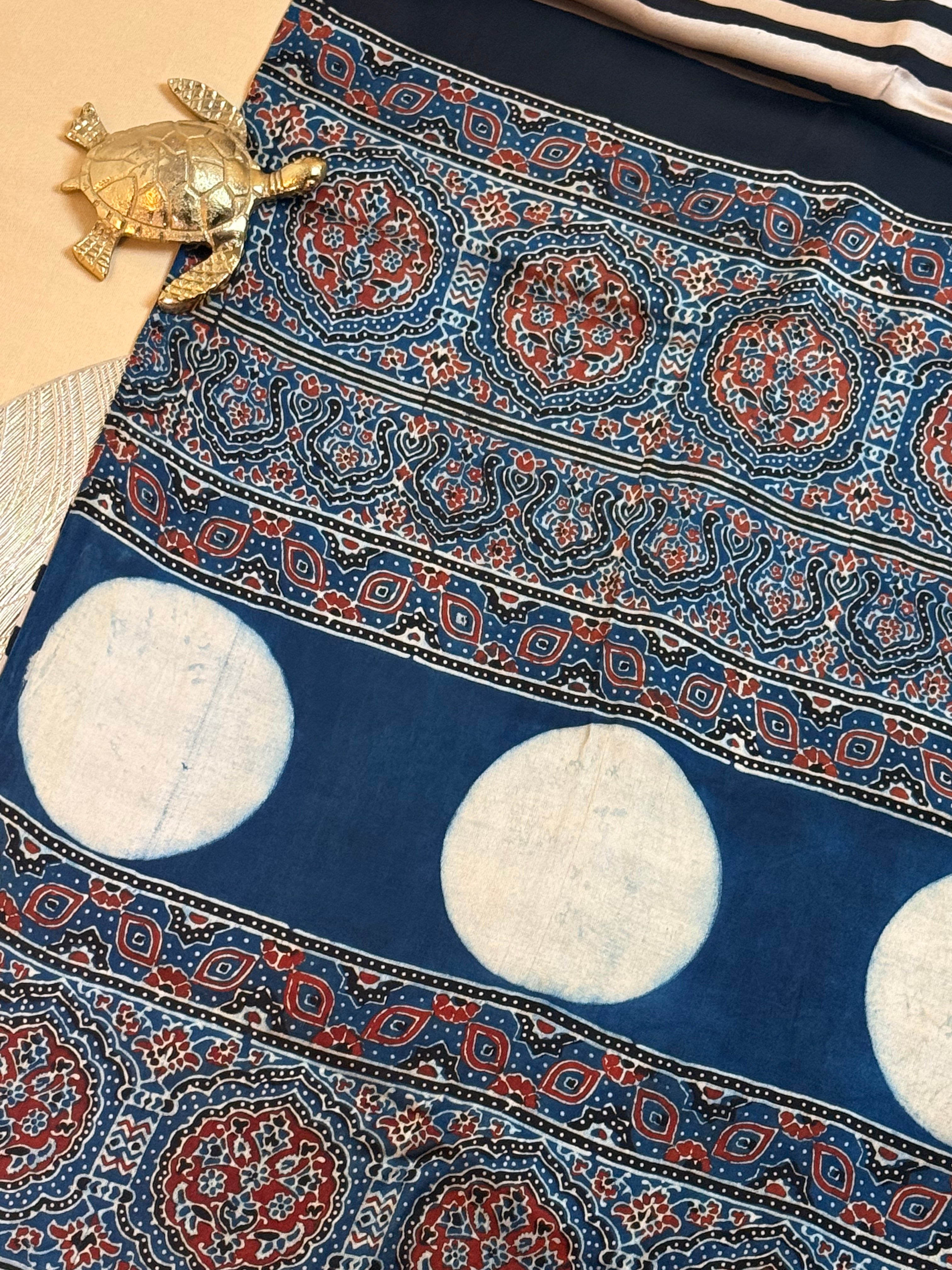 Pure Modal Saree with Hand-Block Ajrakh Artistry