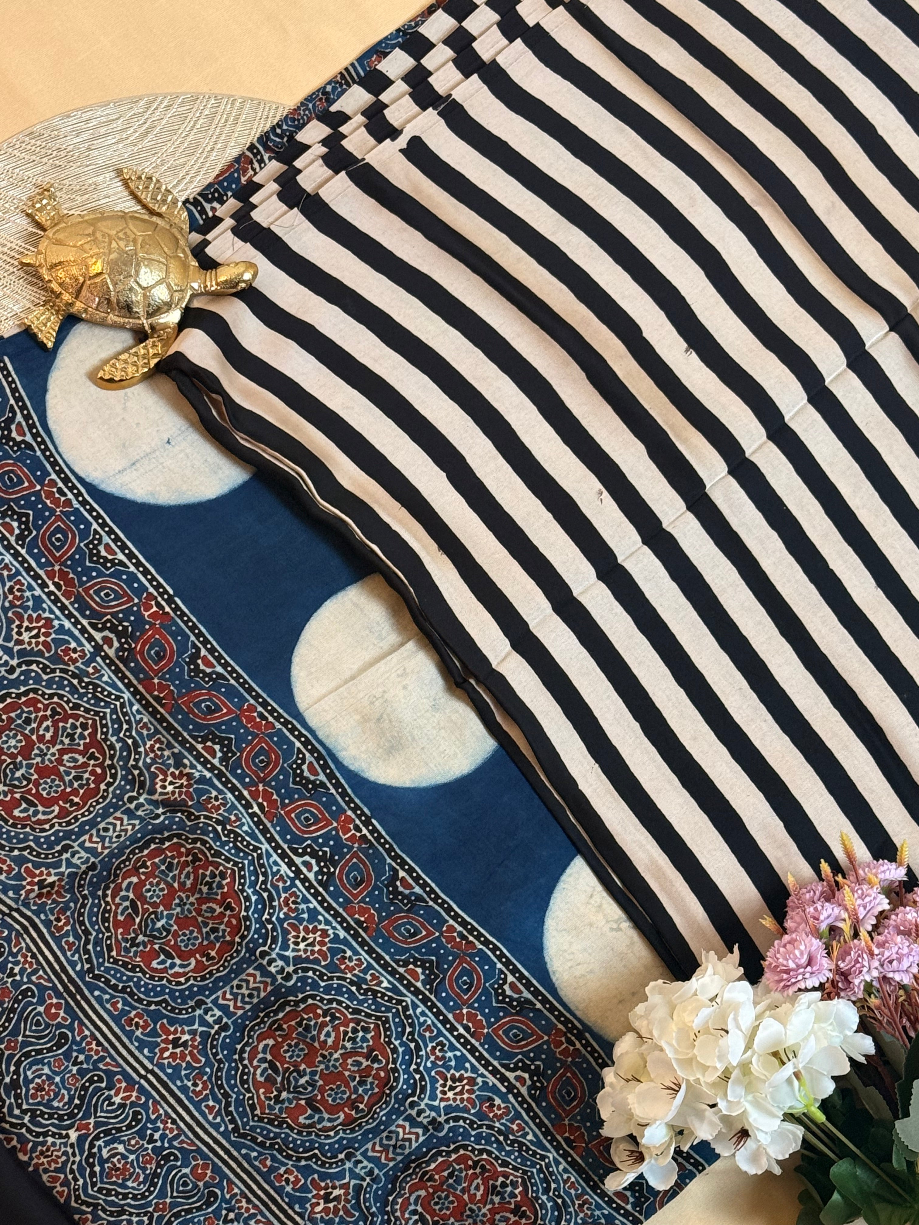 Pure Modal Saree with Hand-Block Ajrakh Artistry