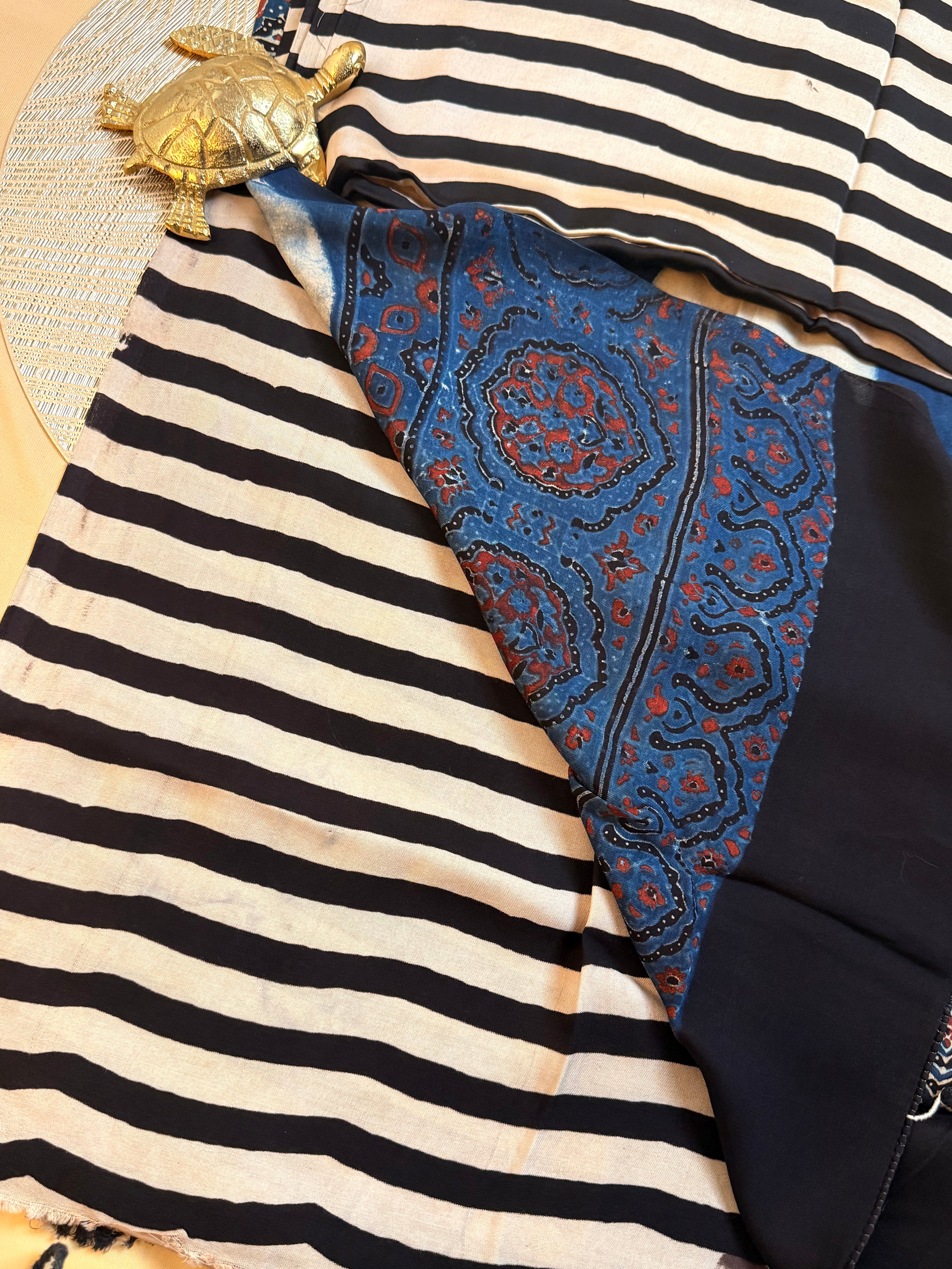Pure Modal Saree with Hand-Block Ajrakh Artistry