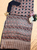 Pure Modal Saree with Hand-Block Ajrakh Artistry