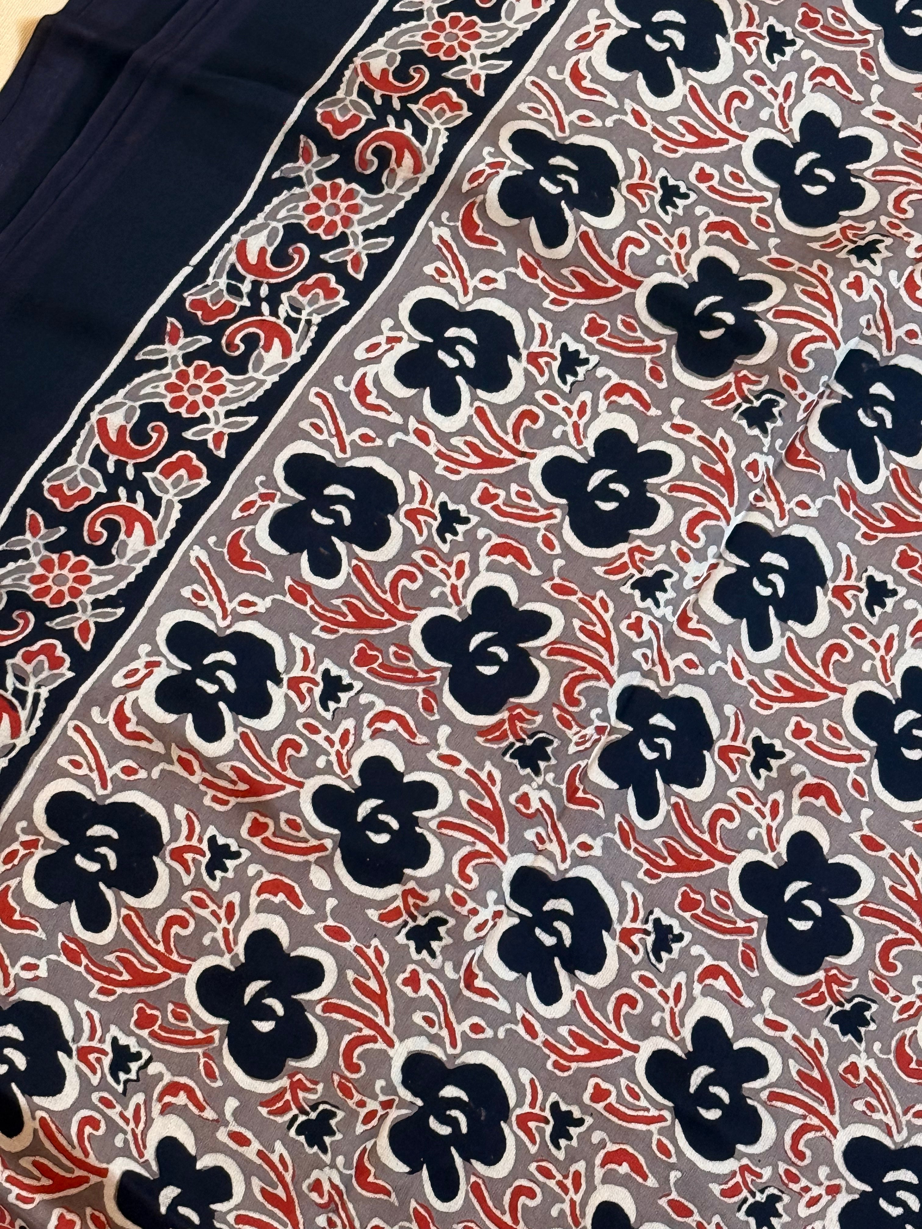 Pure Modal Saree with Hand-Block Ajrakh Artistry